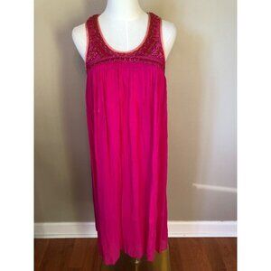 Anthropologie bl^nk London Hot Pink Sleeveless Beaded Dress Size M